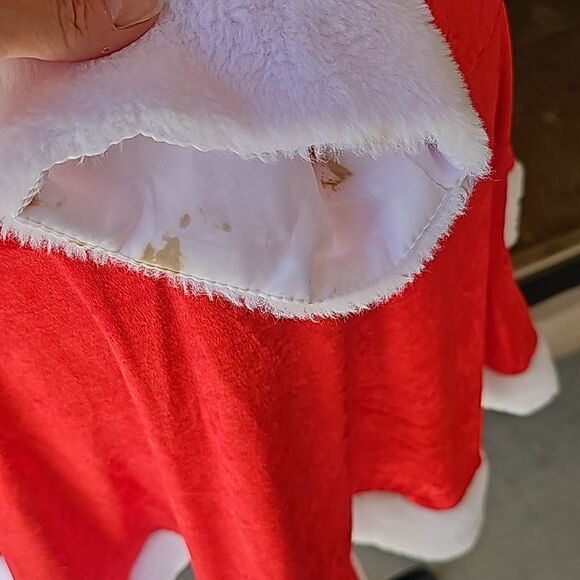 Mrs Claus costume has red zipper front dress with hood size small - Picture 6 of 13